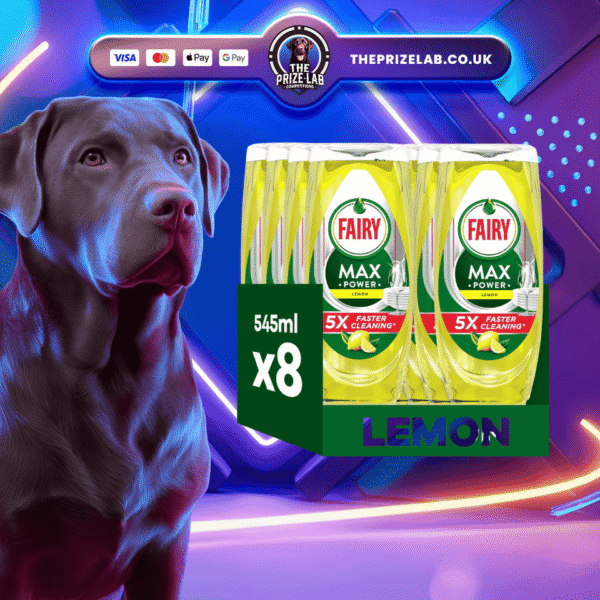 Fairy MaxPower Washing Up Liquid Lemon 8 x 545ml