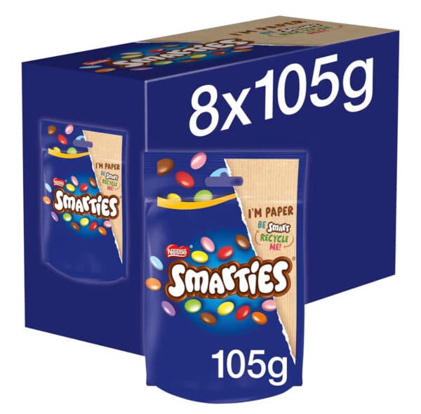 Smarties Milk Chocolate Sharing Bag, 8 x 105 g